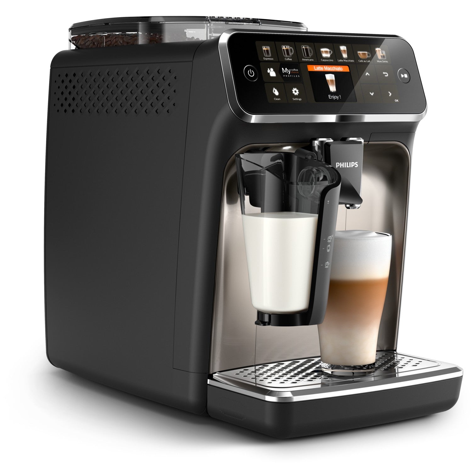 PHILIPS EP5447/90 Serie 5400 LatteGo 11 Kaffeespezialitäten Kaffeevollautomat Schwarz/Chrom